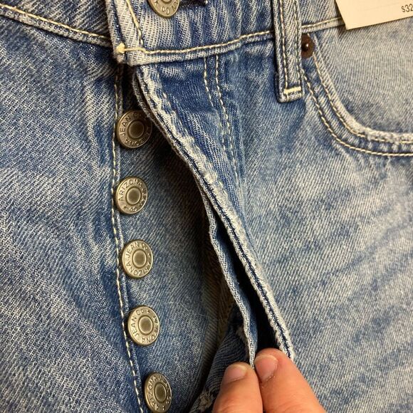 Arizona High-waist Distressed Faded Ripped Frayed Hem Denim Shorts - Picture 6 of 11
